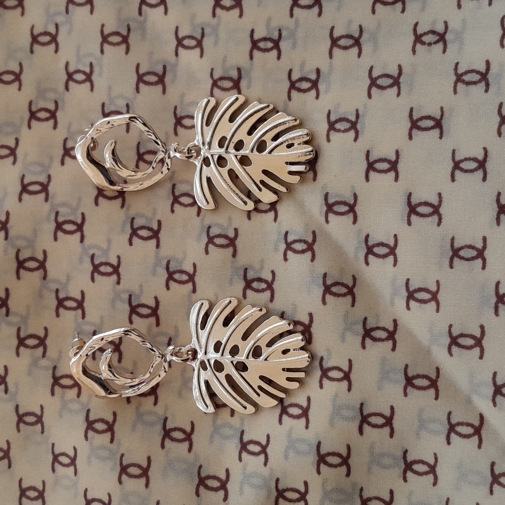 Pastels Goldtone Leaf Dangle Earrings